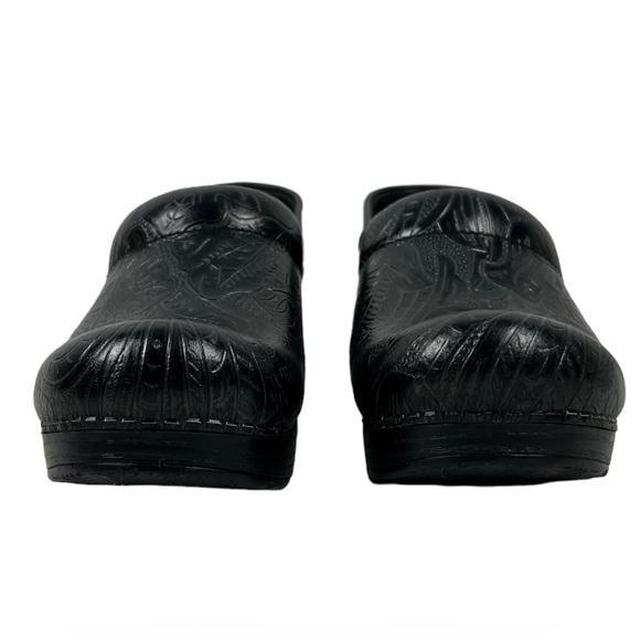 Dansko Black Tooled Leather Professional Clog Shoes Womens EU 38 US 7.5-8 EUC - Picture 5 of 11